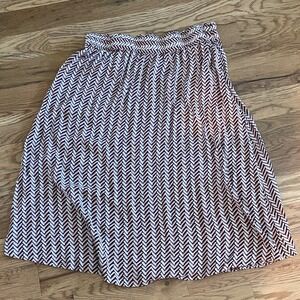 LOFT Petite Geometric Print Elastic Waist Midi Skirt Womens Size LP